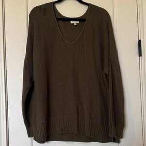 Lucky Brand Olive V-Neck Sweater